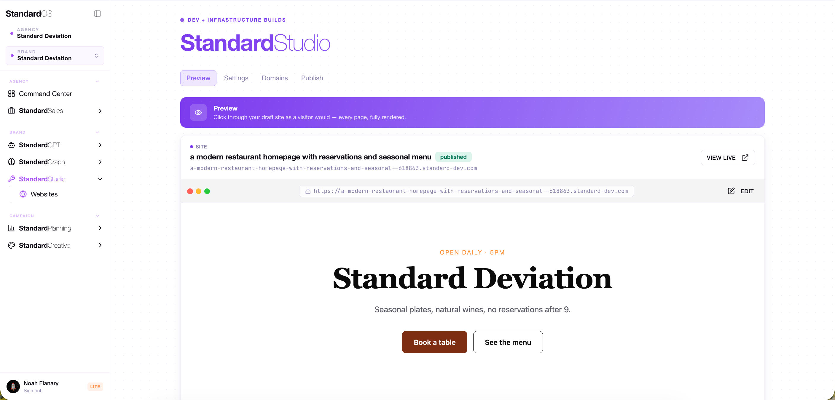 StandardStudio. Build the infrastructure, with Websites, Micro-sites, and QR Codes tools